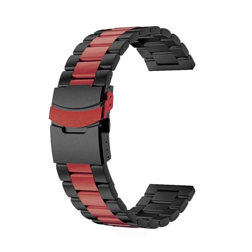22 mm Edelstahlarmband for Huawei Watch 4 4Pro Ultimate GT3 GT4 GT5 GT5Pro Metall-Ersatzarmband(Black red,For Watch 4 4 Pro) von WUURAA