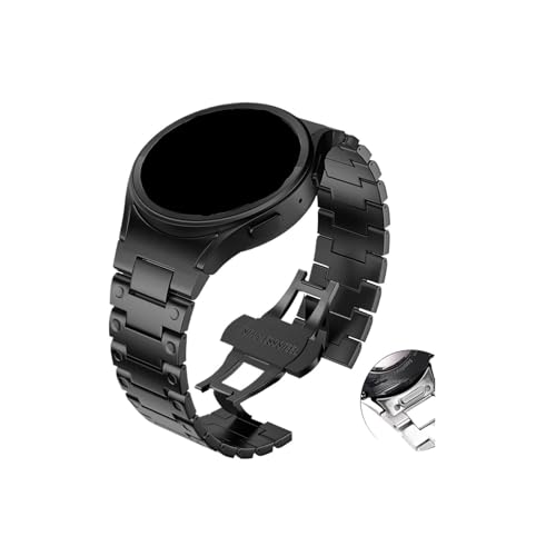 22 mm Edelstahlarmband mit massivem Metallstahlarmband, Knopf-/Ohr-Stil, passend for Samsung Watch 6/5/4Classic (Color : Black(Button style), Size : For watch 6/5/4) von WUURAA