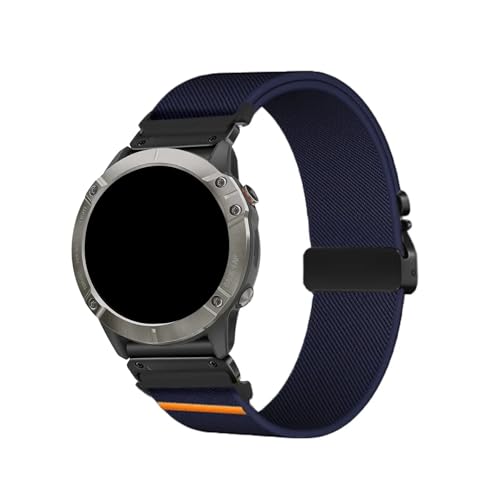 22mm 26mm Nylon Elastisches Armband for Garmin Fenix ​​8 7 7X 6 6X 5XPlus Quick Fit Sport Band(Dark Blue Black,26mm) von WUURAA