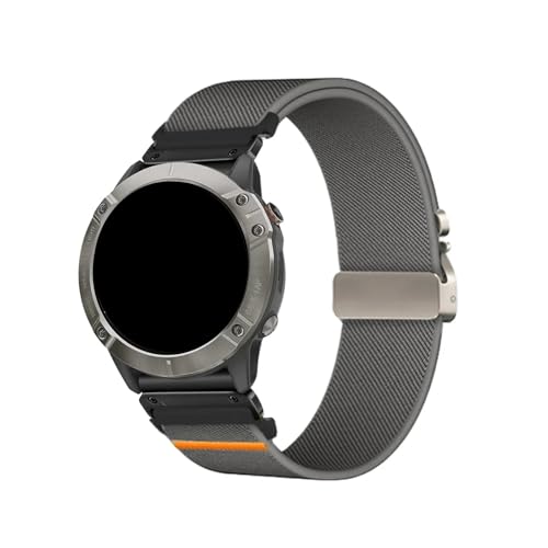 22mm 26mm Nylon Elastisches Armband for Garmin Fenix ​​8 7 7X 6 6X 5XPlus Quick Fit Sport Band(Dark Grey Black,22mm) von WUURAA