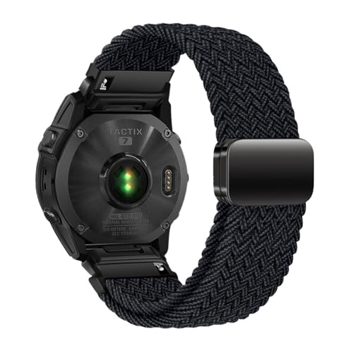 22mm 26mm Nylon Woven Strap for Garmin Watch Fenix ​​8 7 6X Pro Elastisches Armband for Tactlx7MK2 Sport Band(Black Graphite,26mm) von WUURAA