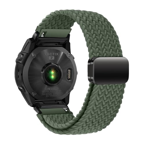 22mm 26mm Nylon Woven Strap for Garmin Watch Fenix ​​8 7 6X Pro Elastisches Armband for Tactlx7MK2 Sport Band(Green,26mm for Fenix 7X 6X 5X) von WUURAA