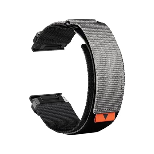 22mm 26mm Nylon Woven Strap for Garmin Watch Fenix ​​8 7 6X Pro Elastisches Armband for Tactlx7MK2 Sport Band(Grey,26mm For Fenix 7X 6X 5X) von WUURAA
