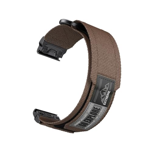 22mm 26mm QuickFit Nylon-Klettband for Garmin Fenix ​​7 7X 6 6X Pro 5X, Fenix8 51mm 47mm Tactix7, Enduro 3 2 Armband(BROWN,26mm(Fenix 7X 6X 5X)) von WUURAA