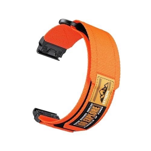 22mm 26mm QuickFit Nylon-Klettband for Garmin Fenix ​​7 7X 6 6X Pro 5X, Fenix8 51mm 47mm Tactix7, Enduro 3 2 Armband(Orange,26mm(Fenix 7X 6X/Pro 5XPlus)) von WUURAA