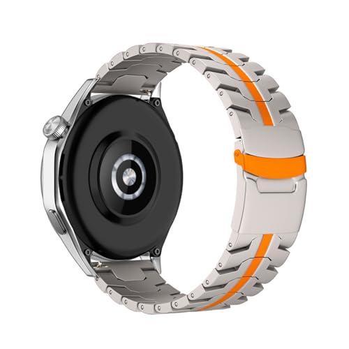 22mm Edelstahlarmband for Huawei Watch GT2 2e 3 4 5 GT5Pro 46mm Band for Redmi Watch 5 Active/5 Lite Band GTR2 3 4(GBK-Titanium Orange,For GT4 46MM) von WUURAA
