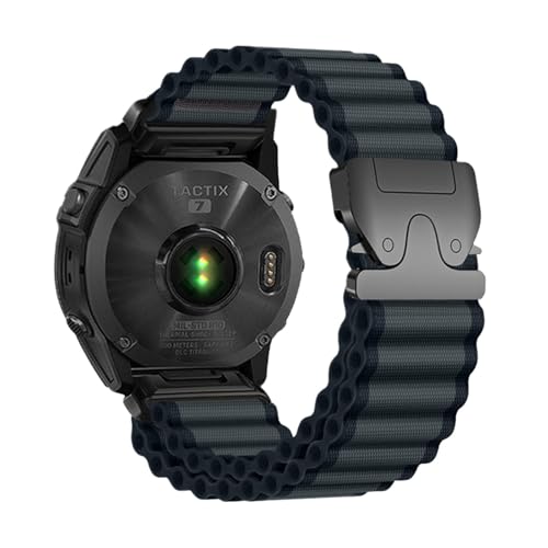 26/22/20mm Quickfit Nylon Ozean Fallschirm Schnalle Band for Garmin Fenix ​​8 51 47mm E 7X 7Pro 6X 6Pro Enduro 3 2 Armband(Dark Grey Black,22mm(Fenix 8 47mm)) von WUURAA