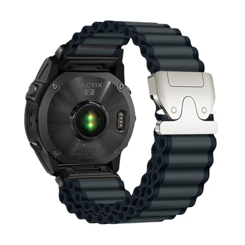 26/22/20mm Quickfit Nylon Ozean Fallschirm Schnalle Band for Garmin Fenix ​​8 51 47mm E 7X 7Pro 6X 6Pro Enduro 3 2 Armband(Deep Grey Silver,26mm(Fenix 7X 6X 5X)) von WUURAA