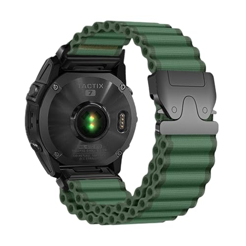 26/22/20mm Quickfit Nylon Ozean Fallschirm Schnalle Band for Garmin Fenix ​​8 51 47mm E 7X 7Pro 6X 6Pro Enduro 3 2 Armband(Green Black,20mm) von WUURAA
