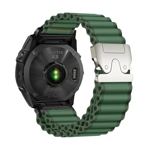 26/22/20mm Quickfit Nylon Ozean Fallschirm Schnalle Band for Garmin Fenix ​​8 51 47mm E 7X 7Pro 6X 6Pro Enduro 3 2 Armband(Green Silver,22mm(Fenix 8 47mm)) von WUURAA
