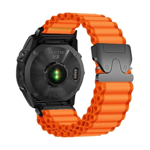 26/22/20mm Quickfit Nylon Ozean Fallschirm Schnalle Band for Garmin Fenix ​​8 51 47mm E 7X 7Pro 6X 6Pro Enduro 3 2 Armband(Orange Black,26mm(Fenix 8 51mm)) von WUURAA