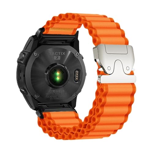 26/22/20mm Quickfit Nylon Ozean Fallschirm Schnalle Band for Garmin Fenix ​​8 51 47mm E 7X 7Pro 6X 6Pro Enduro 3 2 Armband(Orange Silver,26mm(Fenix 8 51mm)) von WUURAA
