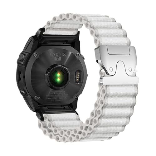 26/22/20mm Quickfit Nylon Ozean Fallschirm Schnalle Band for Garmin Fenix ​​8 51 47mm E 7X 7Pro 6X 6Pro Enduro 3 2 Armband(White Silver,26mm(Fenix 7X 6X 5X)) von WUURAA