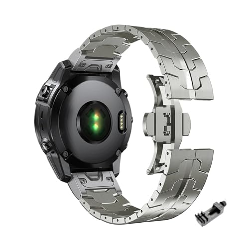 26 22 mm Schnellspann-Edelstahlarmband for Garmin Fenix ​​8/7/7X/7XPro/6/6X/6XPro/5XPlus Metall-Freigabe-Uhrenarmband(Titanium,22mm(MARQ series)) von WUURAA