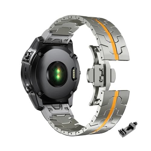 26 22 mm Schnellspann-Edelstahlarmband for Garmin Fenix ​​8/7/7X/7XPro/6/6X/6XPro/5XPlus Metall-Freigabe-Uhrenarmband(Titanium orange,26mm For Fenix 7X 6X 5X) von WUURAA