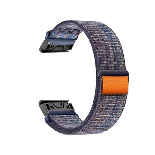 26 mm 22 mm Nylonarmband, for Garmin Fenix ​​7 7X 6 6X Pro 5 5X Plus 3 3HR Quick Fit Armbanduhr for Forerunner 945 935 Band (Color : Blue orange, Size : 26mm) von WUURAA