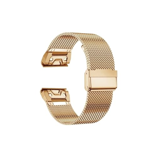 26 mm 22 mm Quick Fit Armband passend for Garmin Fenix ​​7X 7 Pro Fenix ​​6X 6 5X 5Plus Tactix 7 Forerunner 965 955 Enduro Edelstahlband (Color : RoseGold, Size : 22mm) von WUURAA