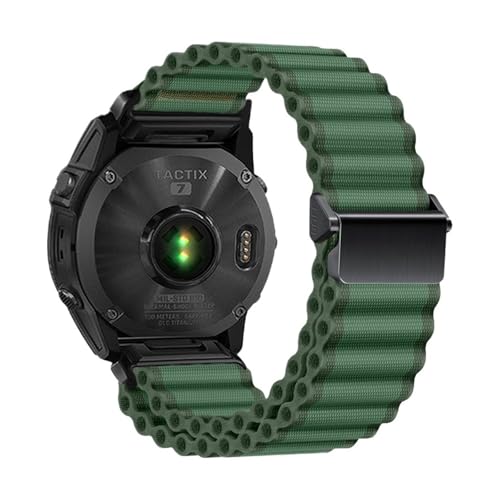 26mm 22mm 20mm Ozean Quick Release Nylon Strap for Garmin Fenix ​​E 8 7 47 51mm 5 5xplus 6XPro 7XPro Tactix7 Armband(Green B,26MM) von WUURAA