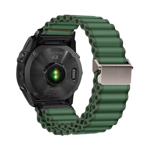 26mm 22mm 20mm Ozean Quick Release Nylon Strap for Garmin Fenix ​​E 8 7 47 51mm 5 5xplus 6XPro 7XPro Tactix7 Armband(Green S,22MM) von WUURAA