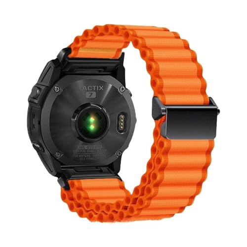26mm 22mm 20mm Ozean Quick Release Nylon Strap for Garmin Fenix ​​E 8 7 47 51mm 5 5xplus 6XPro 7XPro Tactix7 Armband(Orange B,22MM) von WUURAA