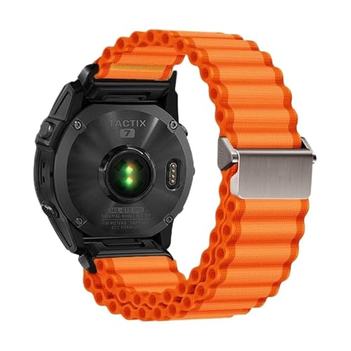 26mm 22mm 20mm Ozean Quick Release Nylon Strap for Garmin Fenix ​​E 8 7 47 51mm 5 5xplus 6XPro 7XPro Tactix7 Armband(Orange S,22MM) von WUURAA