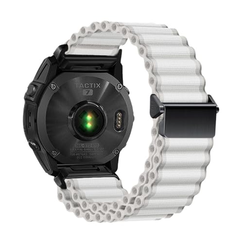 26mm 22mm 20mm Ozean Quick Release Nylon Strap for Garmin Fenix ​​E 8 7 47 51mm 5 5xplus 6XPro 7XPro Tactix7 Armband(White B,22MM) von WUURAA