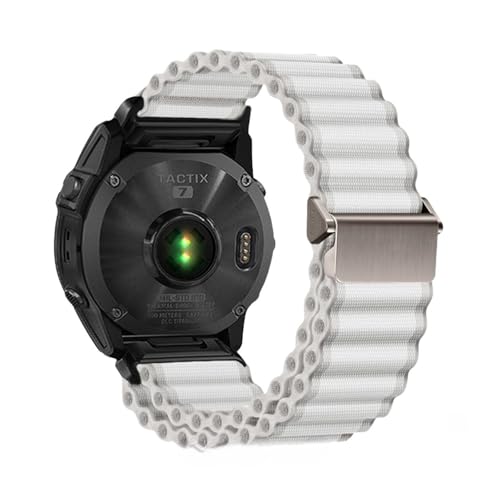 26mm 22mm 20mm Ozean Quick Release Nylon Strap for Garmin Fenix ​​E 8 7 47 51mm 5 5xplus 6XPro 7XPro Tactix7 Armband(White S,22MM) von WUURAA