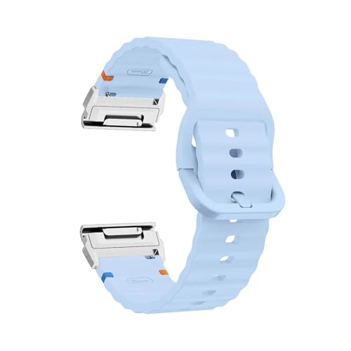26mm 22mm QuickFit Silikonband for Garmin Fenix ​​8 47mm 51mm E 7 7X 6X Pro 5X Plus Epix Pro Gen 2/Enduro 3 Armband(Blue silver,26mm) von WUURAA