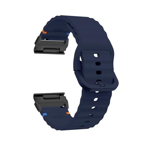 26mm 22mm QuickFit Silikonband for Garmin Fenix ​​8 47mm 51mm E 7 7X 6X Pro 5X Plus Epix Pro Gen 2/Enduro 3 Armband(Dark blue black,26mm) von WUURAA