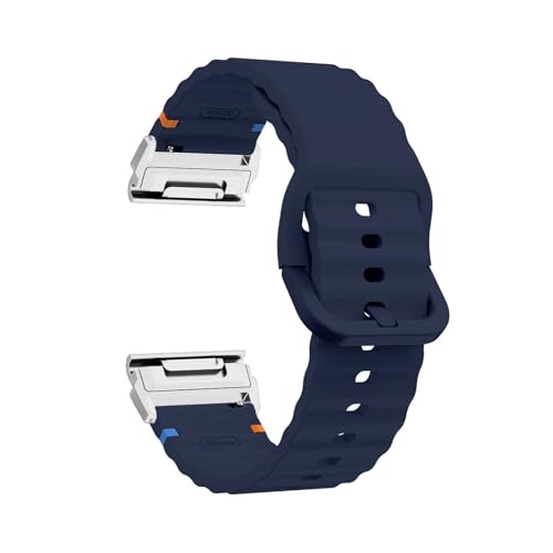 26mm 22mm QuickFit Silikonband for Garmin Fenix ​​8 47mm 51mm E 7 7X 6X Pro 5X Plus Epix Pro Gen 2/Enduro 3 Armband(Dark blue silver,26mm) von WUURAA