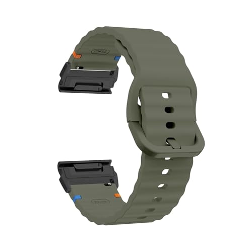 26mm 22mm QuickFit Silikonband for Garmin Fenix ​​8 47mm 51mm E 7 7X 6X Pro 5X Plus Epix Pro Gen 2/Enduro 3 Armband(Green black,22mm) von WUURAA