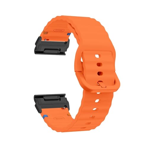 26mm 22mm QuickFit Silikonband for Garmin Fenix ​​8 47mm 51mm E 7 7X 6X Pro 5X Plus Epix Pro Gen 2/Enduro 3 Armband(Orange black,26mm) von WUURAA
