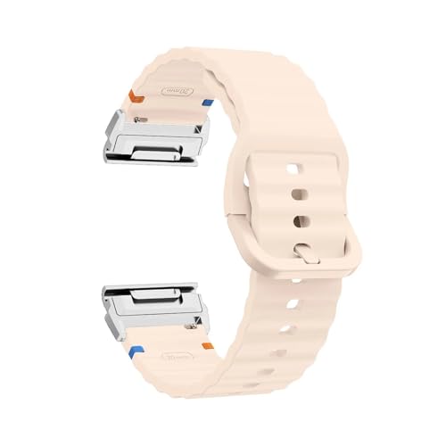 26mm 22mm QuickFit Silikonband for Garmin Fenix ​​8 47mm 51mm E 7 7X 6X Pro 5X Plus Epix Pro Gen 2/Enduro 3 Armband(Pink silver,26mm) von WUURAA