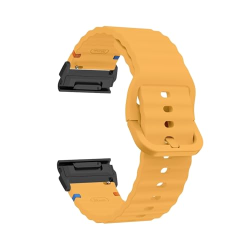 26mm 22mm QuickFit Silikonband for Garmin Fenix ​​8 47mm 51mm E 7 7X 6X Pro 5X Plus Epix Pro Gen 2/Enduro 3 Armband(Yellow black,22mm) von WUURAA
