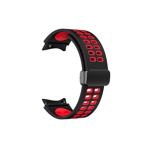 Armbänder for Samsung Galaxy Watch 6 47 mm 43 mm for Watch 4/5 44 mm 40 mm Aufdruck Reflektierendes Correa-Band for Watch 4 Classic 42 mm 46 mm (Color : Black-Red, Size : For Watch 6Classic 43 47) von WUURAA