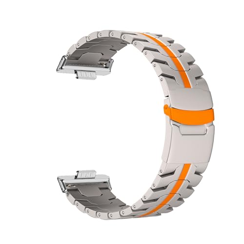 Armband aus Titanlegierung for Huawei Watch Fit 3 4, Armbandzubehör for Huawei Watch Fit4 Pro, Ersatz for Metallarmband(TiOrange-S,For Fit 4 Pro) von WUURAA