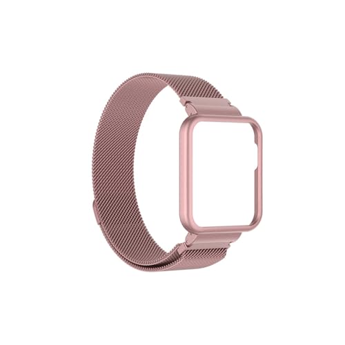 Armband passend for Xiaomi Redmi Watch 3 2 Lite Band passend for Mi Watch Lite mit Metallschutzhülle Stoßstange Magnetschlaufe Armband for Redmi Watch (Color : Rose Pink, Size : For Redmi watch 2 li von WUURAA