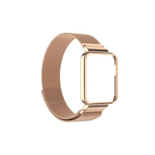 Armband passend for Xiaomi Redmi Watch 3 2 Lite Band passend for Mi Watch Lite mit Metallschutzhülle Stoßstange Magnetschlaufe Armband for Redmi Watch (Color : Rose gold, Size : For Mi Watch Lite) von WUURAA