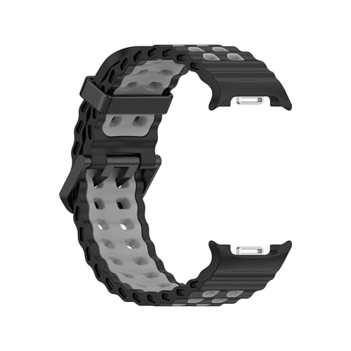 Atmungsaktives Silikon-Sportarmband for Samsung Galaxy Watch 8 40 44MM, ersetztes Armband for Galaxy 8Classic 46MM, Sport Correa(Black gray-B,For Watch 8Classic 46mm) von WUURAA