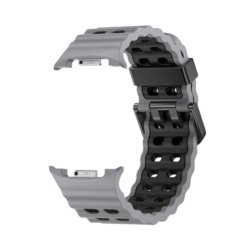 Atmungsaktives Silikon-Sportarmband for Samsung Galaxy Watch 8 40 44MM, ersetztes Armband for Galaxy 8Classic 46MM, Sport Correa(Gray black-B,For Watch 8Classic 46mm) von WUURAA
