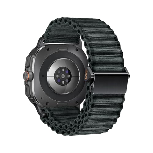 Breites, gewelltes Nylonarmband for Samsung Galaxy Watch Ultra2 (2025) Armband for GALAXY 7 Ultra 47 mm Sportarmband(Deep Grey,For Watch Ultra2(2025)) von WUURAA