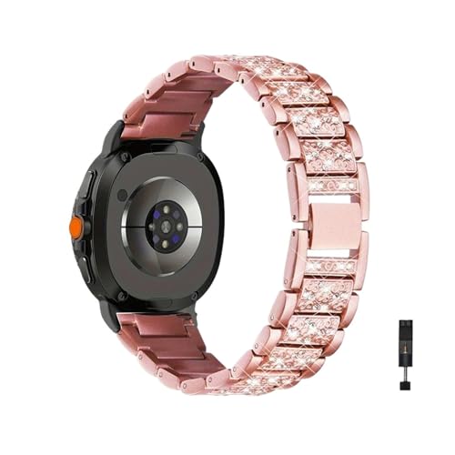 Damenmode-Armband for Samsung Galaxy Watch 8 Classic 46mm Ultra 47mm Metallband for Galaxy Watch8 40 44mm Armband(Pink-B Connector,For Watch 8 40mm) von WUURAA