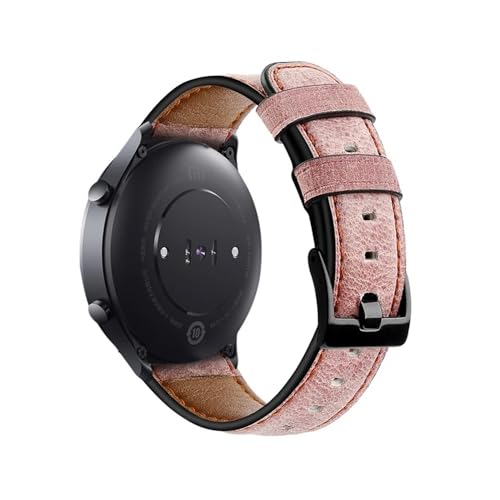 Distressed Lederarmband, geeignet for Huawei Watch GT 2 Armband for Samsung Galaxy Active 2 Amazfit Bip 20 mm 22 mm Uhrenarmbänder (Color : Pink, Size : 22mm) von WUURAA
