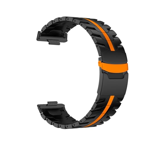Edelstahl Metall Strap for Huawei Uhr Fit 4 Pro Armband for Huawei Uhr Fit 4 3 Armband Correa(Black Orange-Black,For Fit 3) von WUURAA