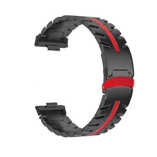 Edelstahl Metall Strap for Huawei Uhr Fit 4 Pro Armband for Huawei Uhr Fit 4 3 Armband Correa(Black Red-Black,For fit 4) von WUURAA
