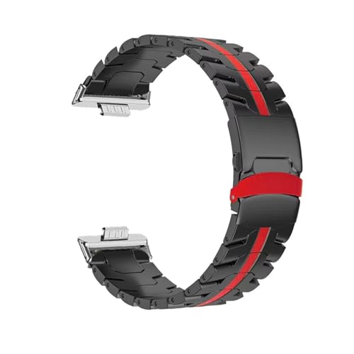 Edelstahl Metall Strap for Huawei Uhr Fit 4 Pro Armband for Huawei Uhr Fit 4 3 Armband Correa(Black Red-Silver,For Fit 3) von WUURAA