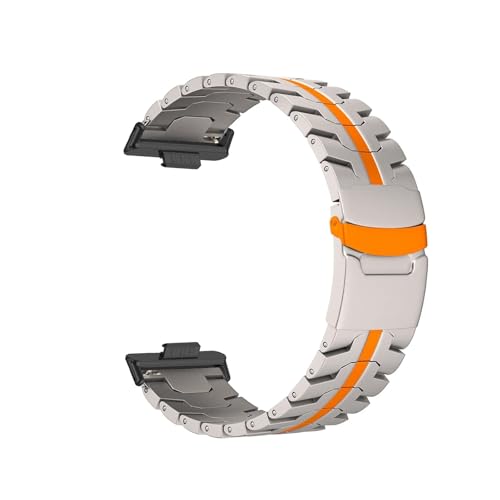 Edelstahl Metall Strap for Huawei Uhr Fit 4 Pro Armband for Huawei Uhr Fit 4 3 Armband Correa(Titanium Orange-B,For fit 4 pro) von WUURAA