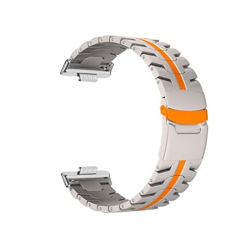 Edelstahl Metall Strap for Huawei Uhr Fit 4 Pro Armband for Huawei Uhr Fit 4 3 Armband Correa(Titanium Orange-S,For Fit 3) von WUURAA