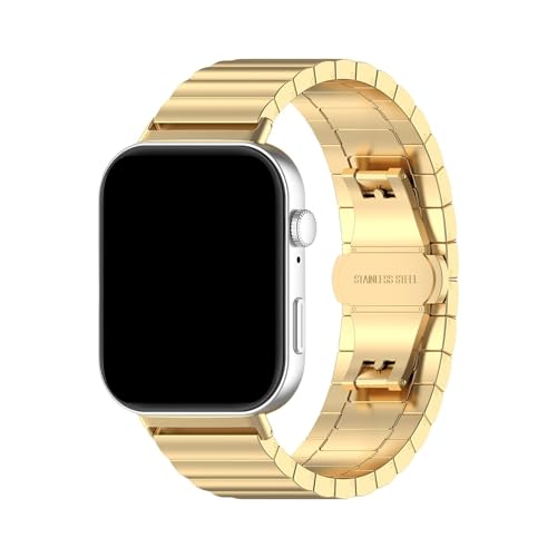 Edelstahl-Streel-Band for Huawei Watch Fit 3 4 Pro Metall-Business-Armband for Huawei Fit4Pro Fit4 Fit3 Correa(Gold,For Fit 3) von WUURAA