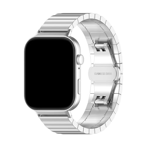 Edelstahl-Streel-Band for Huawei Watch Fit 3 4 Pro Metall-Business-Armband for Huawei Fit4Pro Fit4 Fit3 Correa(Silver,For Fit 3) von WUURAA